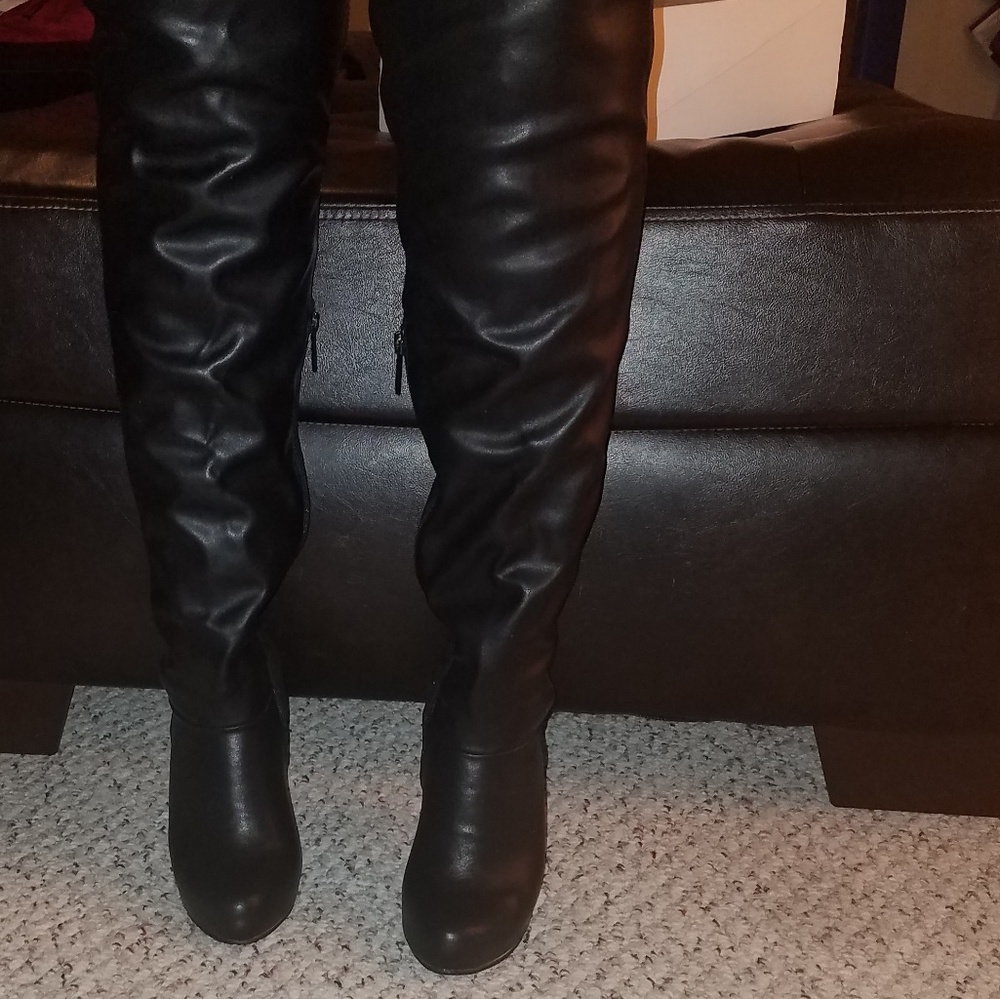 Thigh High Boots- Faux leather/faux suede boots